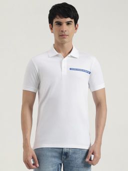 United Colors of Benetton - Men White Polycotton Solid Collar Neck Polo T-shirt
