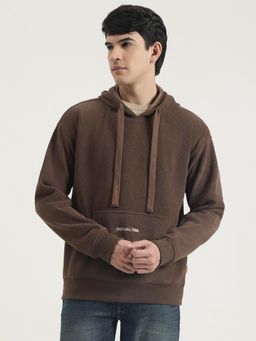 United Colors of Benetton - Men Brown Polyester Textured Hooded Hoodie