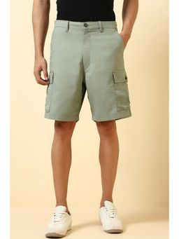 Allen Solly - Men Green Cotton Blend Solid Shorts