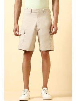 Allen Solly - Men Beige Cotton Blend Solid Shorts