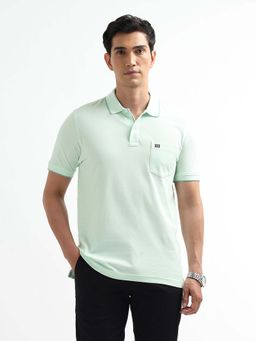 Arrow Sports - Men Green Cotton Solid Collar Neck Polo T-shirt