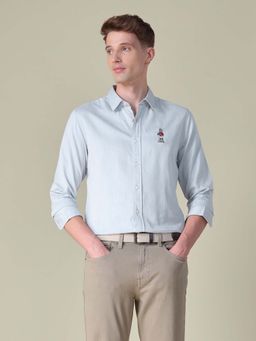 U.S. POLO ASSN. - Men Grey Cotton Self Design Collar Neck Shirt