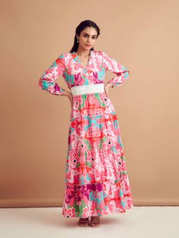 BOHO-CHIC By Sukriti Jain - Pink Tiered Maxi Dress