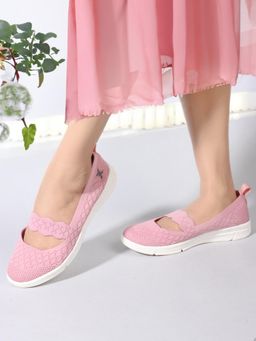 Carlton London - Pink Lace-Ups Women Walking Shoes