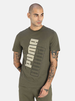 Puma - Power Logo Tee Men Green T-shirt