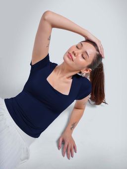 Cava Athleisure - Navy Sculpt Built-In Top