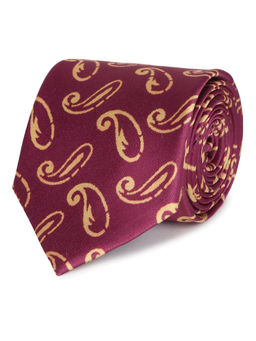 Tossido - Maroon Printed Microfiber Necktie
