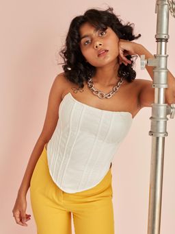 Lea Clothing - Jacque White Silk Corset Top