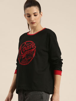 DILLINGER - Black Typographic Boxy Regular T-shirt