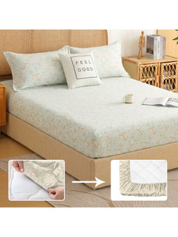 Story@Home - Blue 240TC Microfiber Premium Fitted Bedsheet with Pillow Cover (King)