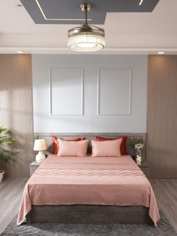 House of Owlet - Champagne Pink 300Tc Cotton Flat Bedsheet with 2 Pillow Covers (Super King)