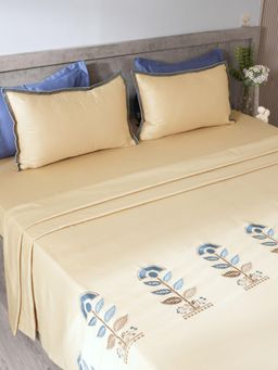 House of Owlet - Cashmere Beige 300Tc Cotton Flat Bedsheet with 2 Pillow Covers (Super King)