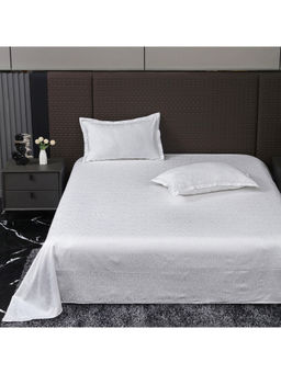 Story@Home - White 500TC Cotton Premium Bedsheet with 2 Pillow Covers (King)