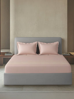 SANSAAR A D'DECOR BRAND LIVE CONSCIOUSLY - Cabana Pink Rose Wat Bedsheet with Pillow Covers (King)