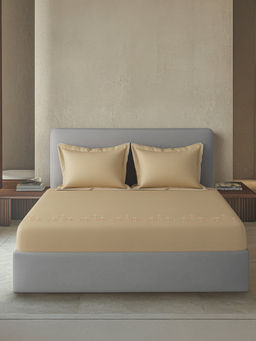 SANSAAR A D'DECOR BRAND LIVE CONSCIOUSLY - Beige Grain Bedsheet with 2 Pillowcovers (King)
