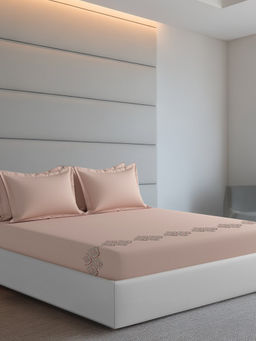 SANSAAR A D'DECOR BRAND LIVE CONSCIOUSLY - Paradise Pink Tuscany Bedsheet with 2 Pillowcovers (King)