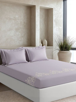 SANSAAR A D'DECOR BRAND LIVE CONSCIOUSLY - Baroque Purple Lavender Bedsheet with Pillow Covers (King)