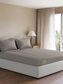 SANSAAR A D'DECOR BRAND LIVE CONSCIOUSLY - Ascent Grey Bedsheet with 2 Pillowcovers (King)