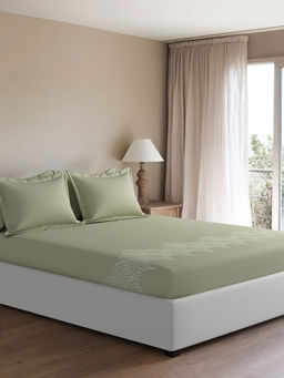 SANSAAR A D'DECOR BRAND LIVE CONSCIOUSLY - Green Desert Sage Bedsheet with 2 Pillowcovers (King)