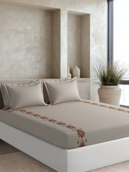SANSAAR A D'DECOR BRAND LIVE CONSCIOUSLY - Manor Salvia Grey Bedsheet with 2 Pillowcovers (King)
