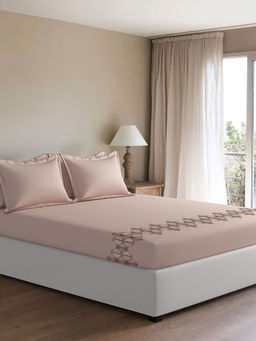 SANSAAR A D'DECOR BRAND LIVE CONSCIOUSLY - Mosaico Clay Pink Blush Bedsheet with 2 Pillowcovers (King)