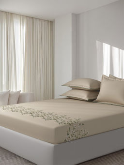 SANSAAR A D'DECOR BRAND LIVE CONSCIOUSLY - Verbena New Linen Beige Bedsheet with Pillow Covers (King)
