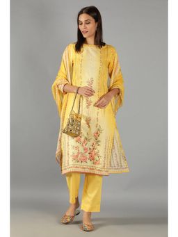 Barara Ethnic - Yellow Straight Fit Printed Kurta Set with Dupatta
