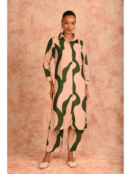 LAALZARI - Cream Printed Kurta with Palazzo (Set of 2)