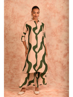 LAALZARI - Cream Muslin Kurta with Palazzo (Set of 2)