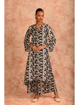 LAALZARI - Black Printed Muslin Kurta with Palazzo (Set of 2)