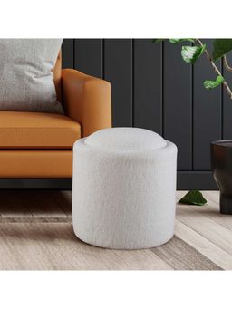 HomeTown - Mellow Fabric Ottomans in White Colour