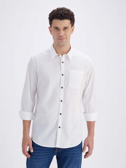 Pepe Jeans - Mens White Solid Full Sleeves Shirt