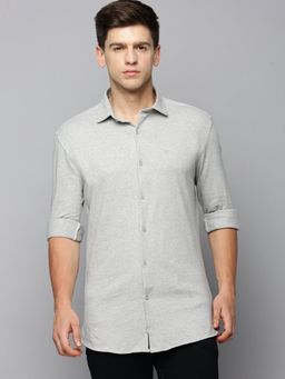SHOWOFFFF - Mens Grey Full Sleeves Textured Shirt