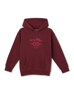 Tommy Hilfiger - LG Th Flag Slub Fleece Hoodie - Maroon