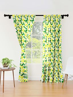 Encasa Homes - Window Curtain Polyester Printed with Rod Pocket- Leaves