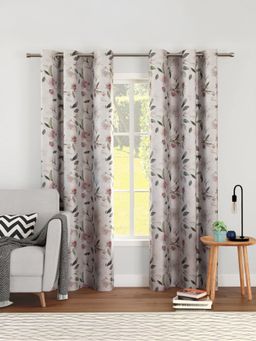 Encasa Homes - Digital Print Polyester F1 Neutral Color Curtain