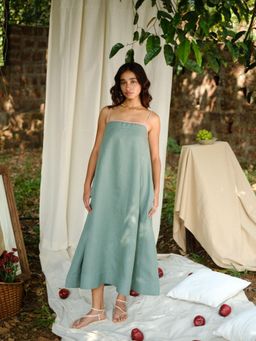 Creatures of Habit - Linen Flow Dress - Sage Green