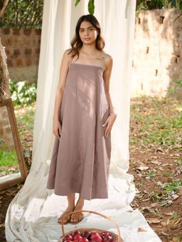 Creatures of Habit - Linen Flow Dress - Taupe