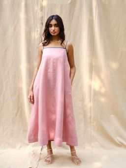 Creatures of Habit - Linen Flow Dress - Vintage Pink