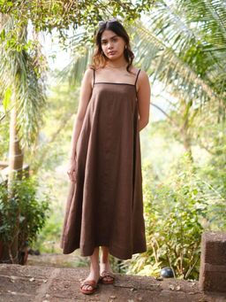 Creatures of Habit - Linen Flow Dress - Walnut Brown
