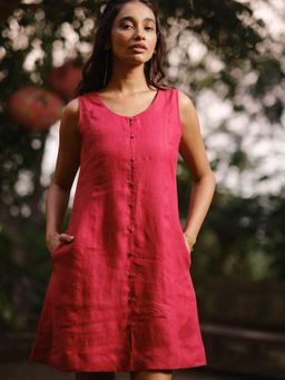Creatures of Habit - Linen Mini Dress - Indian Red