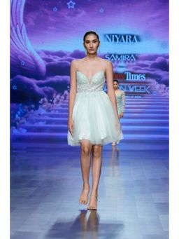 NIYARA INDIA - Mint Green Emerielle Embroidered Tulle Mini Dress