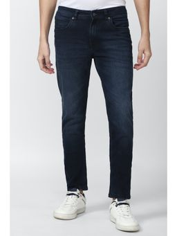 Peter England - Men Navy Dark Wash Slim Tapered Jeans