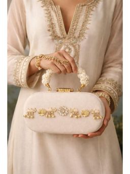 BOXWISH BY BHUMIKA - Women Off White Embellished Clutch