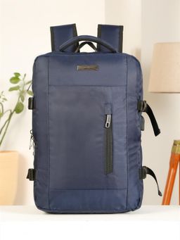 Teakwood - Unisex Navy Blue Solid Backpack