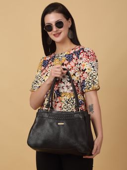 Teakwood - Women Black Leather Handbag