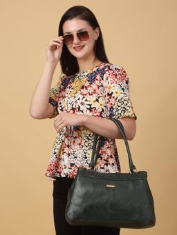 Teakwood - Women Green Leather Handbag