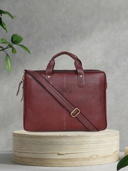 Teakwood - Men Maroon Leather Messenger Bag with Detachable Strap