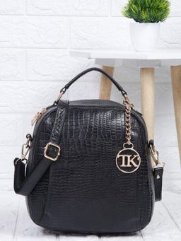 Teakwood - Women Black Leather Textured Backpack