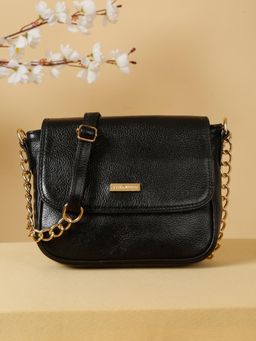 Teakwood - Women Black Leather Sling Bag
